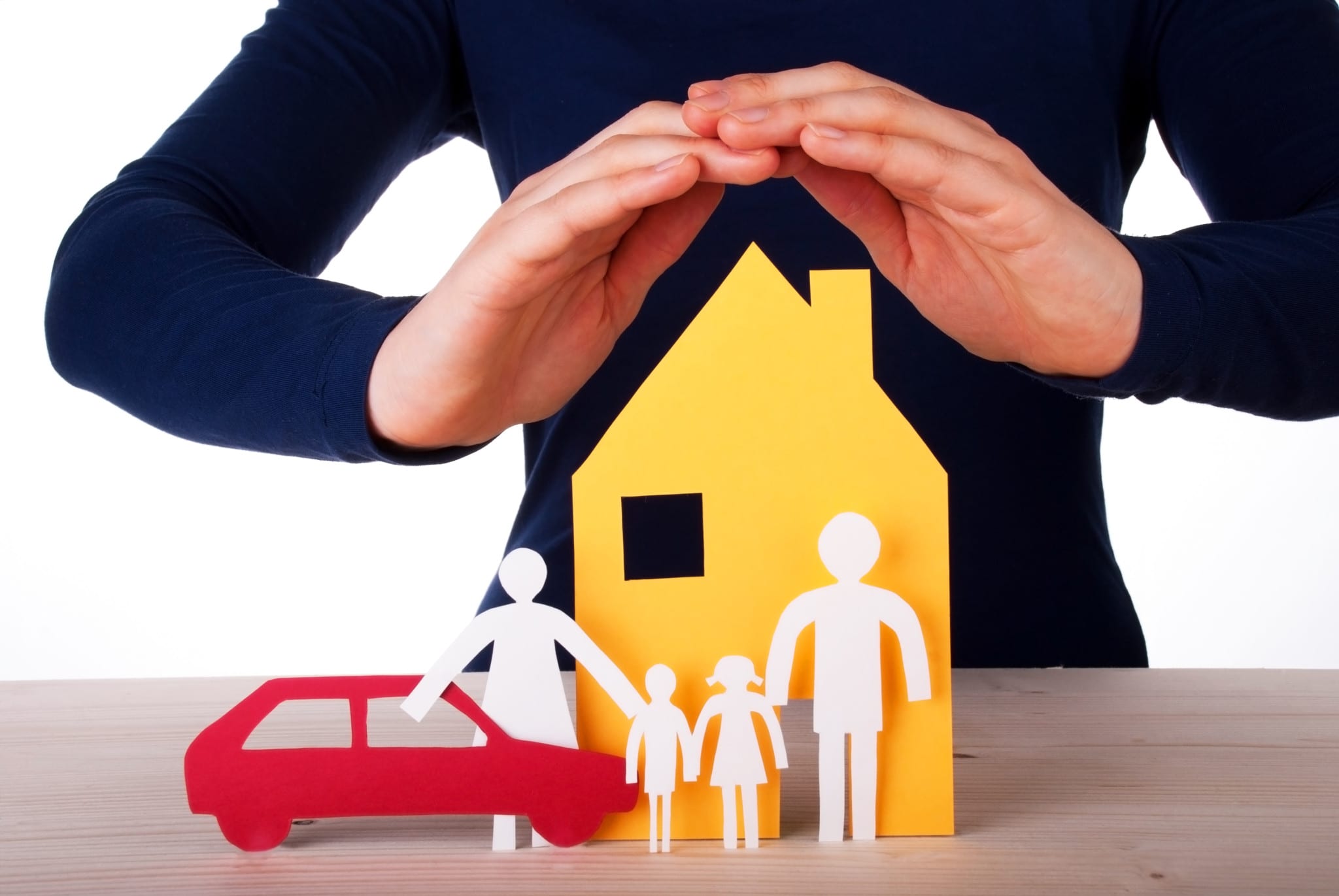 Hands Protecting House, Family and Car